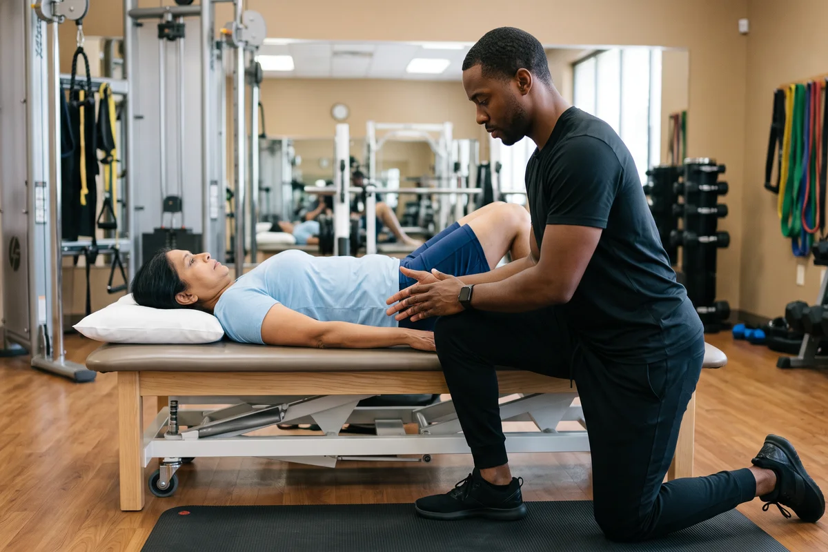 Therapist treating a patient for endometriosis pain at Ability Allies in Seacoast, NH