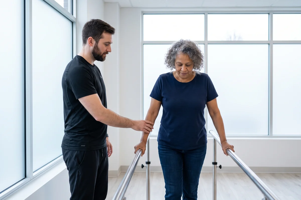 Therapist treating a patient recovering from knee replacement surgery at Ability Allies in Seacoast, NH